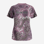 Personalised NAIDOC Week 50 Years Deadly Always Scrub Top Pink Aboriginal Artwork Dot Painting