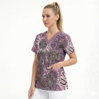 Personalised NAIDOC Week 50 Years Deadly Always Scrub Top Pink Aboriginal Artwork Dot Painting