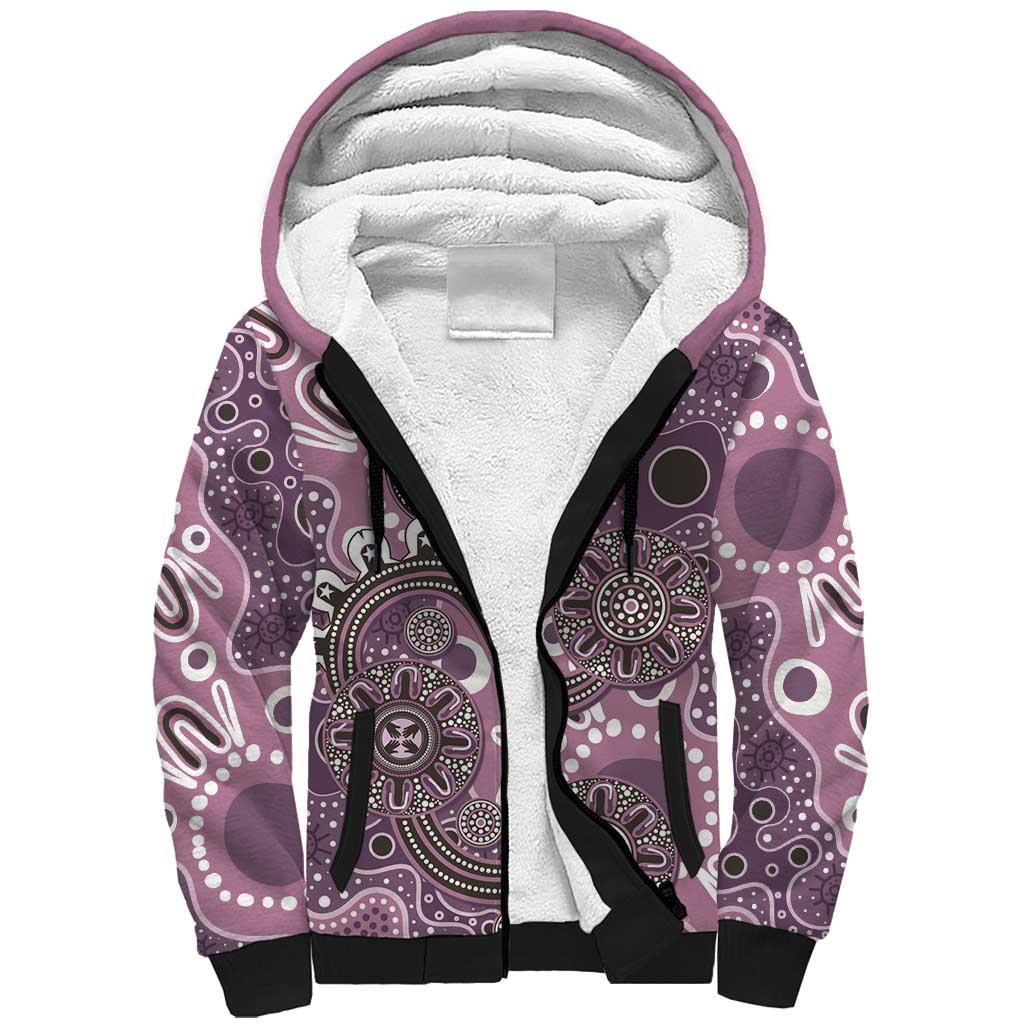 Personalised NAIDOC Week 50 Years Deadly Always Sherpa Hoodie Pink Aboriginal Artwork Dot Painting