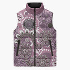 Personalised NAIDOC Week 50 Years Deadly Always Sleeveless Puffer Jacket Pink Aboriginal Artwork Dot Painting