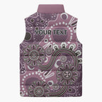 Personalised NAIDOC Week 50 Years Deadly Always Sleeveless Puffer Jacket Pink Aboriginal Artwork Dot Painting