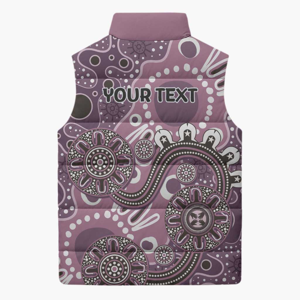 Personalised NAIDOC Week 50 Years Deadly Always Sleeveless Puffer Jacket Pink Aboriginal Artwork Dot Painting
