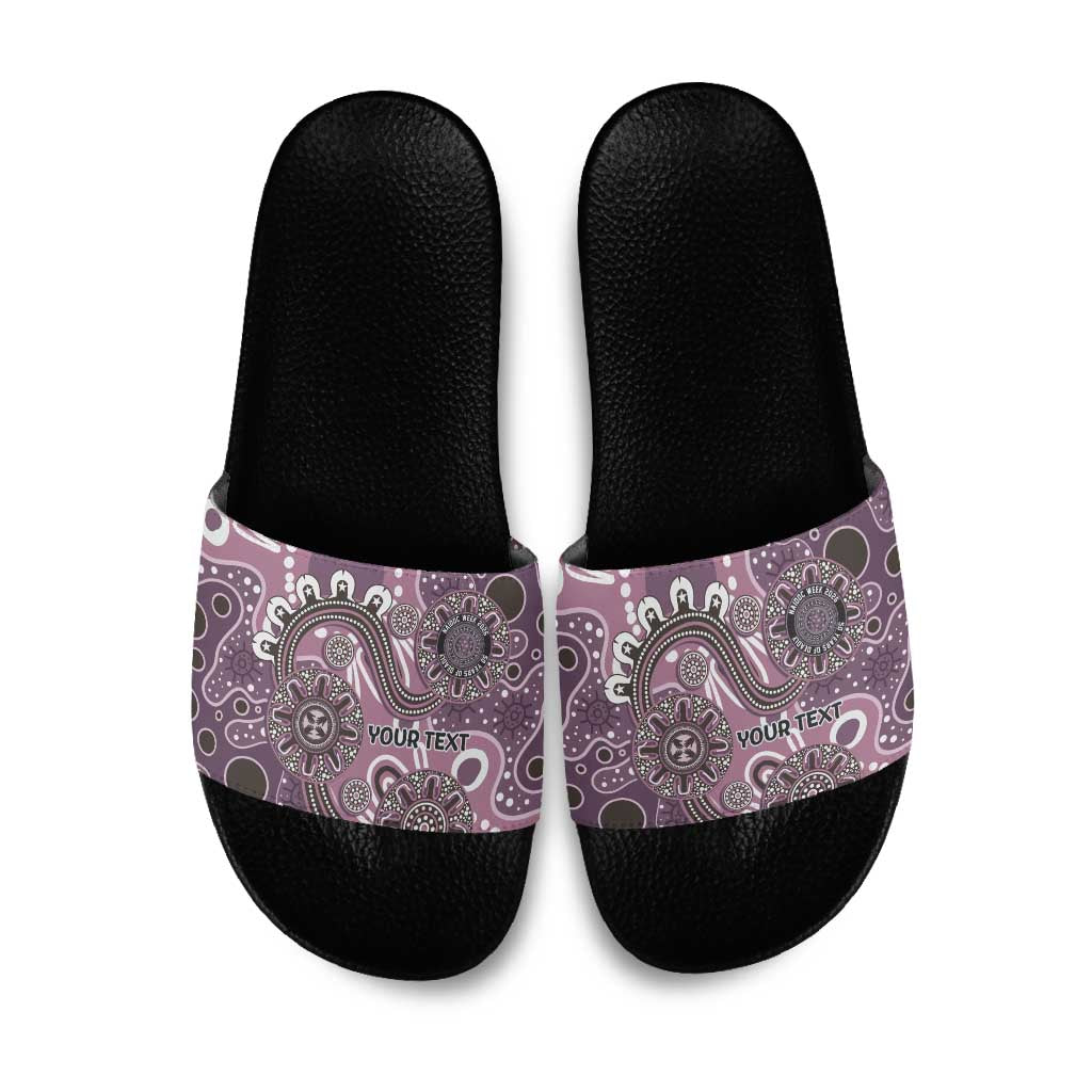 Personalised NAIDOC Week 50 Years Deadly Always Slide Sandals Pink Aboriginal Artwork Dot Painting