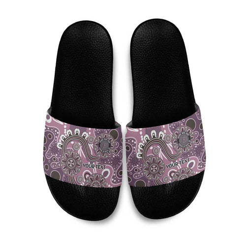 Personalised NAIDOC Week 50 Years Deadly Always Slide Sandals Pink Aboriginal Artwork Dot Painting