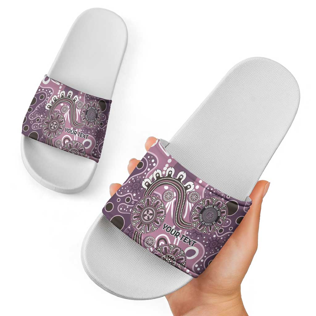 Personalised NAIDOC Week 50 Years Deadly Always Slide Sandals Pink Aboriginal Artwork Dot Painting
