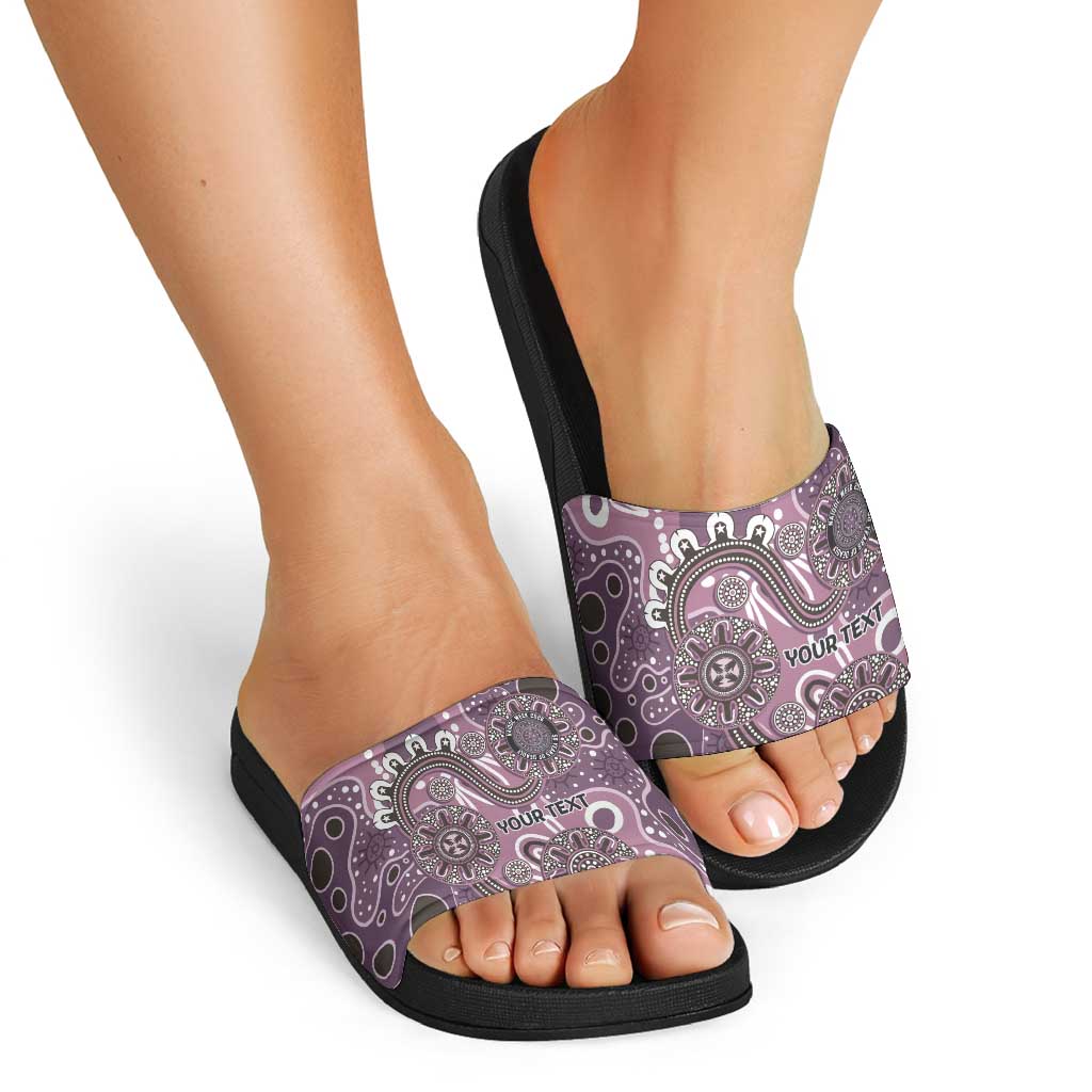 Personalised NAIDOC Week 50 Years Deadly Always Slide Sandals Pink Aboriginal Artwork Dot Painting