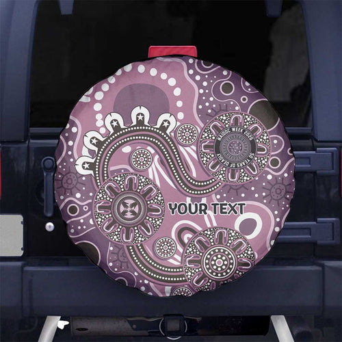 Personalised NAIDOC Week 50 Years Deadly Always Spare Tire Cover Pink Aboriginal Artwork Dot Painting