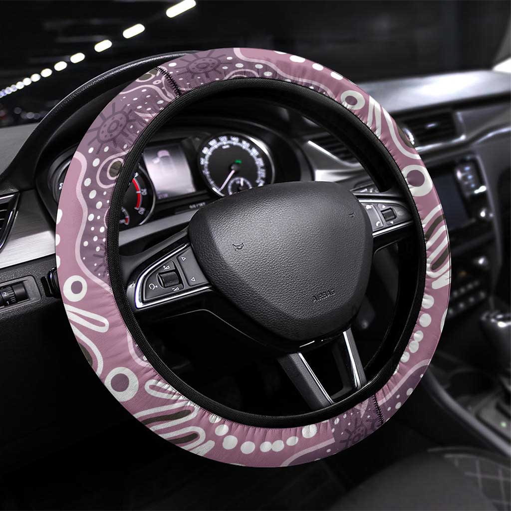 NAIDOC Week 50 Years Deadly Always Steering Wheel Cover Pink Aboriginal Artwork Dot Painting