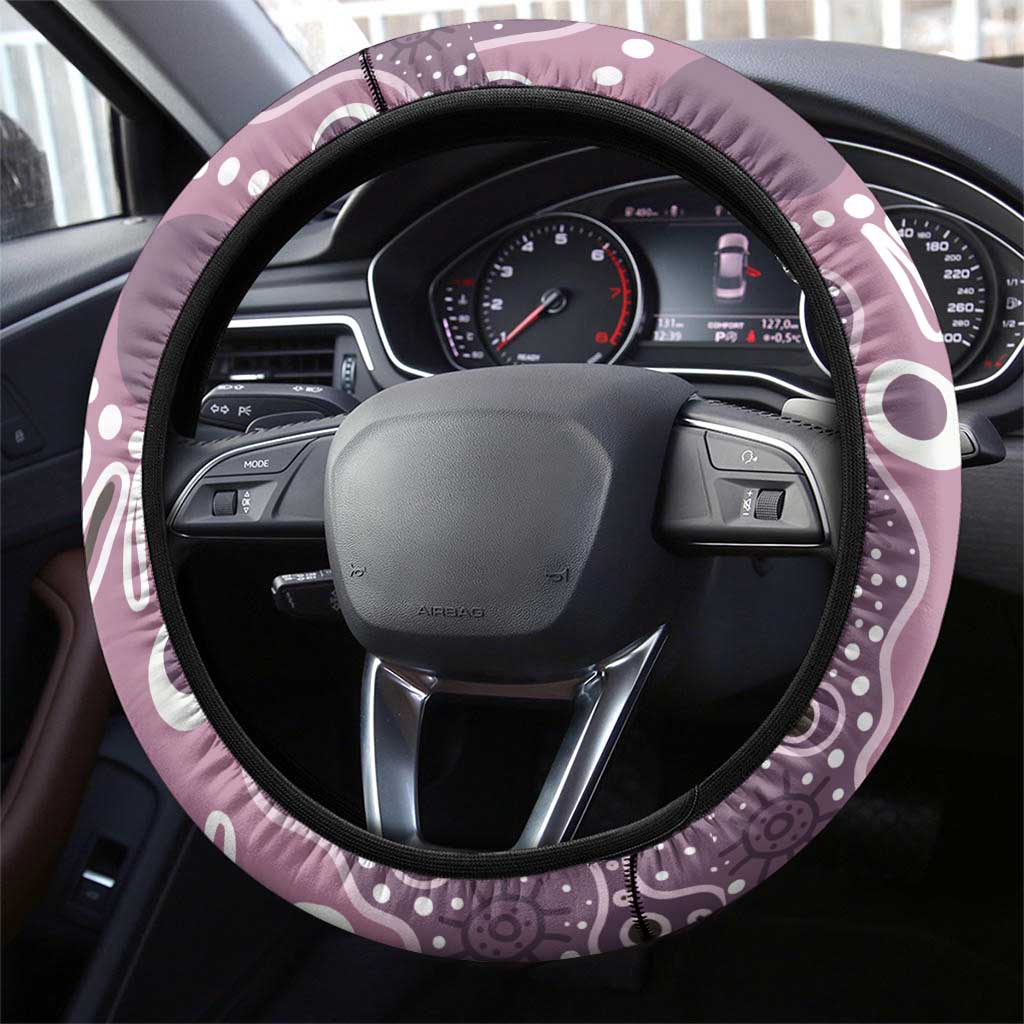 NAIDOC Week 50 Years Deadly Always Steering Wheel Cover Pink Aboriginal Artwork Dot Painting
