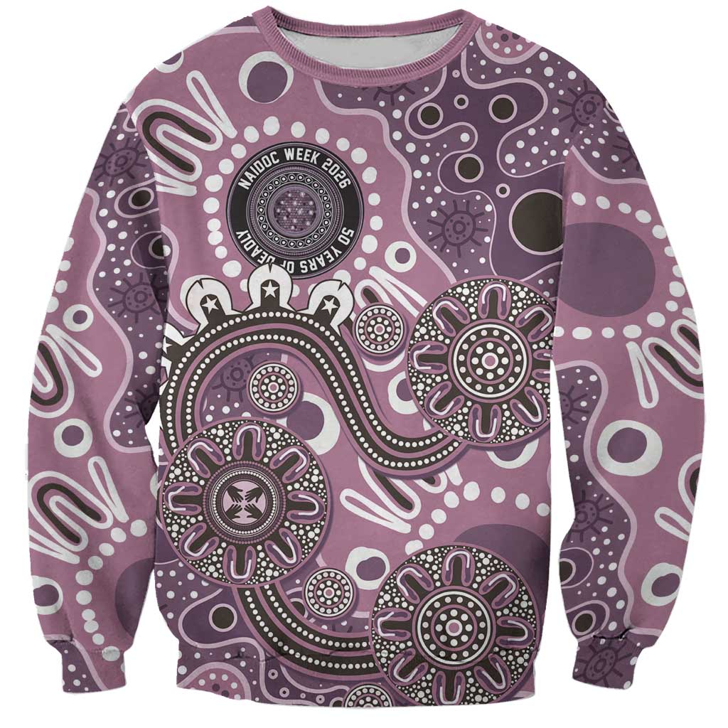 Personalised NAIDOC Week 50 Years Deadly Always Sweatshirt Pink Aboriginal Artwork Dot Painting