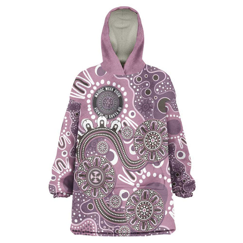 Personalised NAIDOC Week 50 Years Deadly Always Wearable Blanket Hoodie Pink Aboriginal Artwork Dot Painting