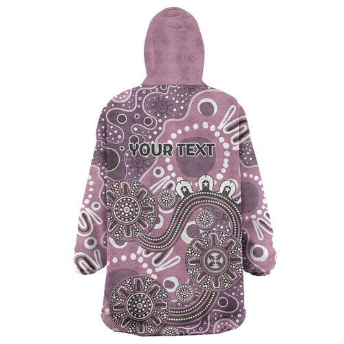 Personalised NAIDOC Week 50 Years Deadly Always Wearable Blanket Hoodie Pink Aboriginal Artwork Dot Painting