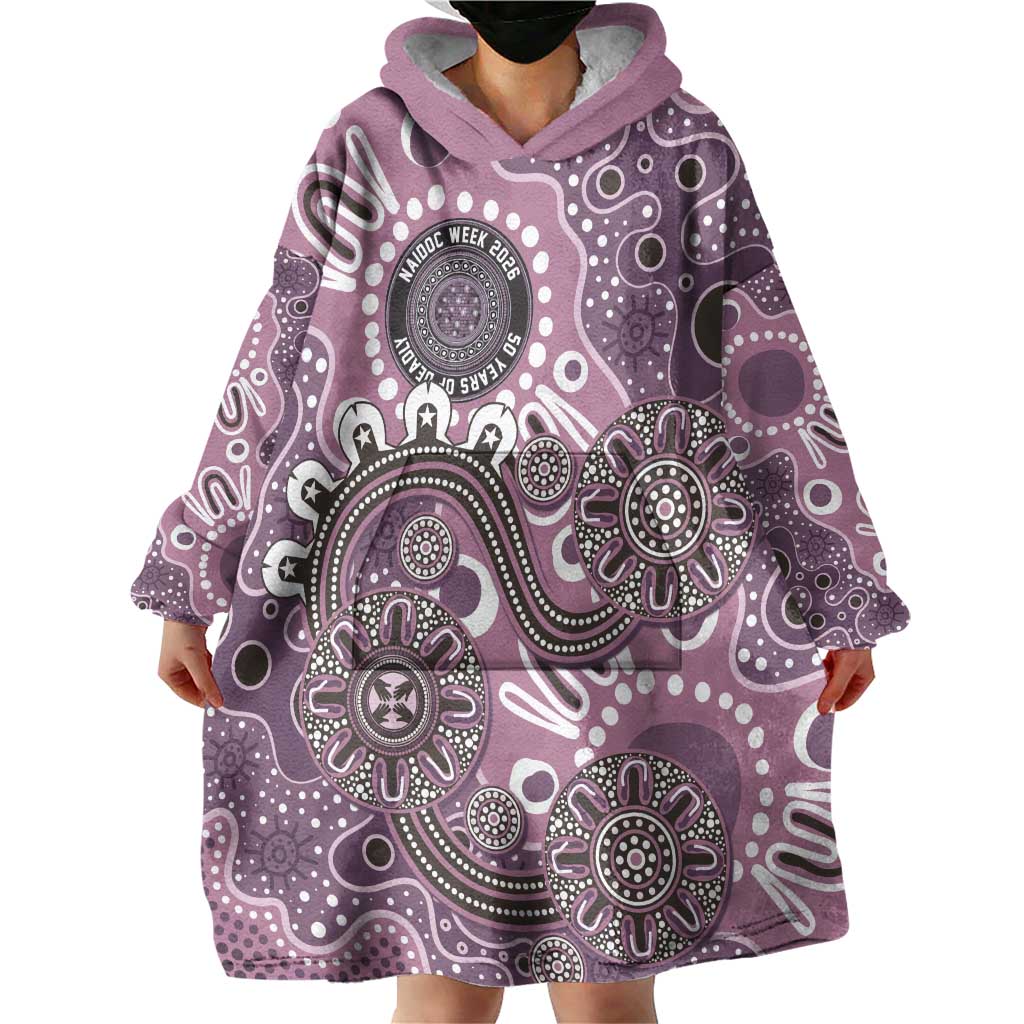 Personalised NAIDOC Week 50 Years Deadly Always Wearable Blanket Hoodie Pink Aboriginal Artwork Dot Painting