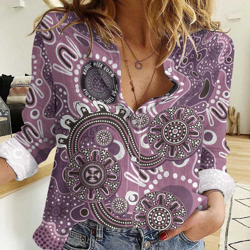 Personalised NAIDOC Week 50 Years Deadly Always Women Casual Shirt Pink Aboriginal Artwork Dot Painting