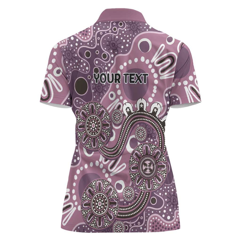 Personalised NAIDOC Week 50 Years Deadly Always Women Polo Shirt Pink Aboriginal Artwork Dot Painting