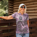 Personalised NAIDOC Week 50 Years Deadly Always Women Polo Shirt Pink Aboriginal Artwork Dot Painting