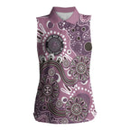 Personalised NAIDOC Week 50 Years Deadly Always Women Sleeveless Polo Shirt Pink Aboriginal Artwork Dot Painting