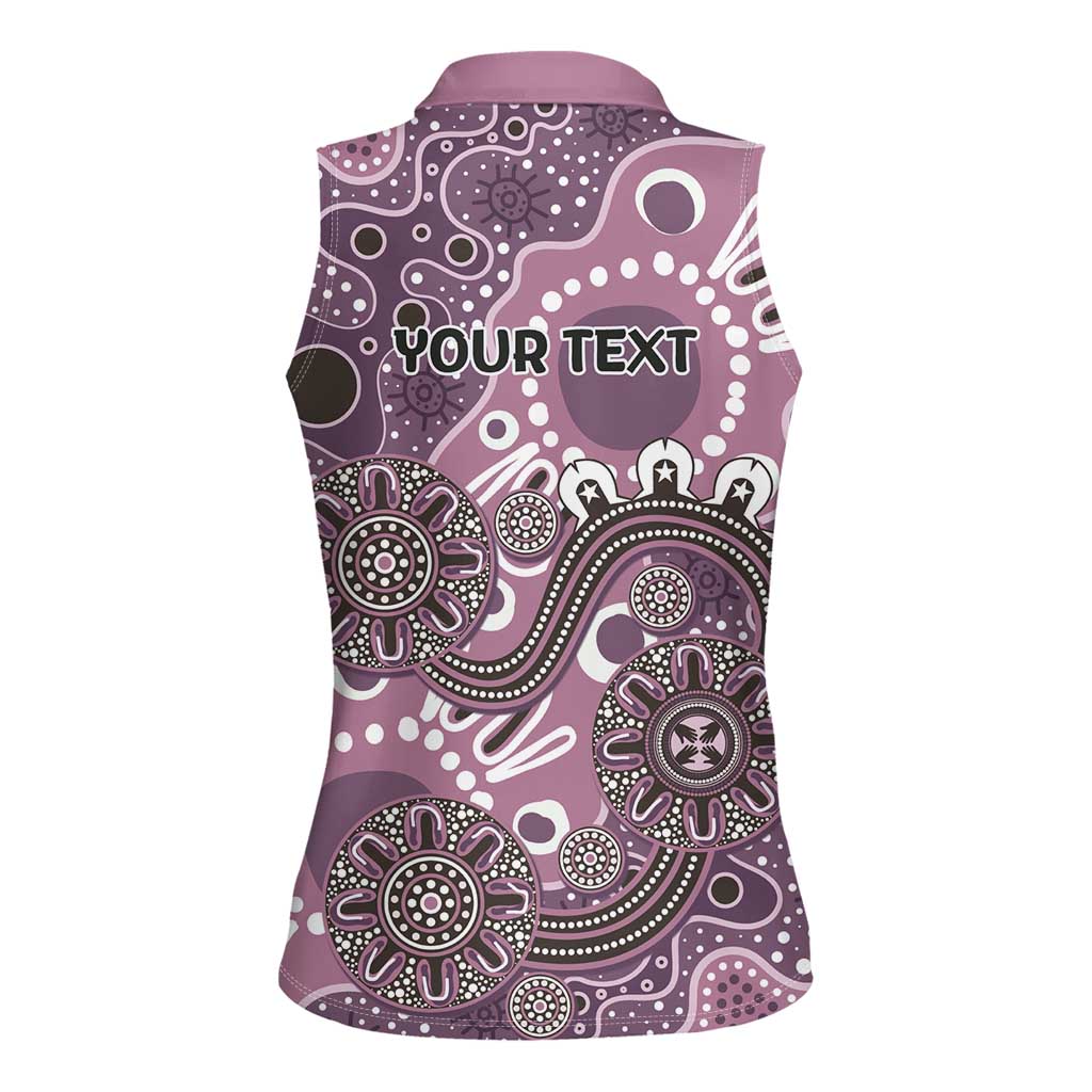 Personalised NAIDOC Week 50 Years Deadly Always Women Sleeveless Polo Shirt Pink Aboriginal Artwork Dot Painting