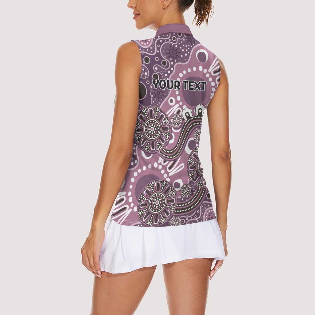 Personalised NAIDOC Week 50 Years Deadly Always Women Sleeveless Polo Shirt Pink Aboriginal Artwork Dot Painting