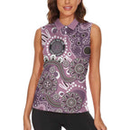 Personalised NAIDOC Week 50 Years Deadly Always Women Sleeveless Polo Shirt Pink Aboriginal Artwork Dot Painting