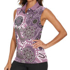 Personalised NAIDOC Week 50 Years Deadly Always Women Sleeveless Polo Shirt Pink Aboriginal Artwork Dot Painting