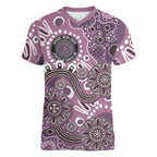Personalised NAIDOC Week 50 Years Deadly Always Women V-Neck T-Shirt Pink Aboriginal Artwork Dot Painting
