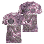 Personalised NAIDOC Week 50 Years Deadly Always Women V-Neck T-Shirt Pink Aboriginal Artwork Dot Painting