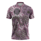 Personalised NAIDOC Week 50 Years Deadly Always Zipper Polo Shirt Pink Aboriginal Artwork Dot Painting