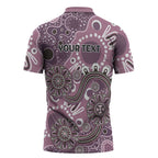 Personalised NAIDOC Week 50 Years Deadly Always Zipper Polo Shirt Pink Aboriginal Artwork Dot Painting
