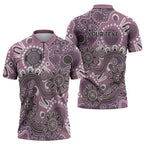 Personalised NAIDOC Week 50 Years Deadly Always Zipper Polo Shirt Pink Aboriginal Artwork Dot Painting