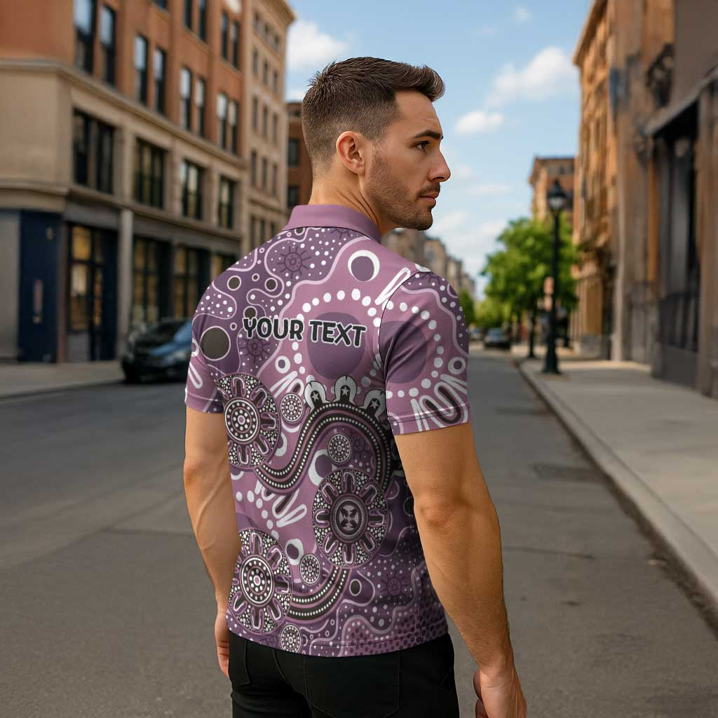 Personalised NAIDOC Week 50 Years Deadly Always Zipper Polo Shirt Pink Aboriginal Artwork Dot Painting