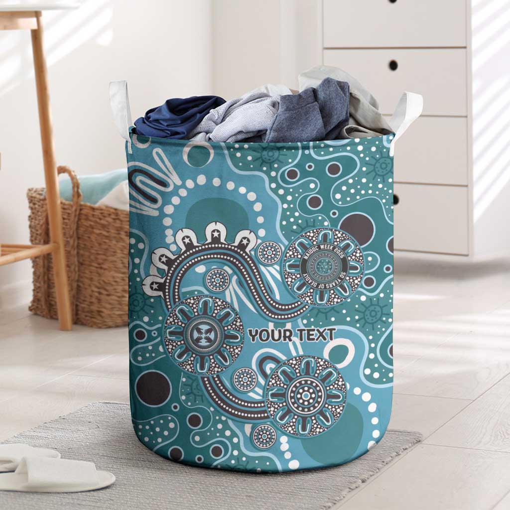 Personalised NAIDOC Week 50 Years Deadly Always Laundry Basket Teal Aboriginal Artwork Dot Painting