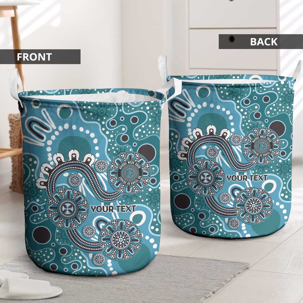 Personalised NAIDOC Week 50 Years Deadly Always Laundry Basket Teal Aboriginal Artwork Dot Painting