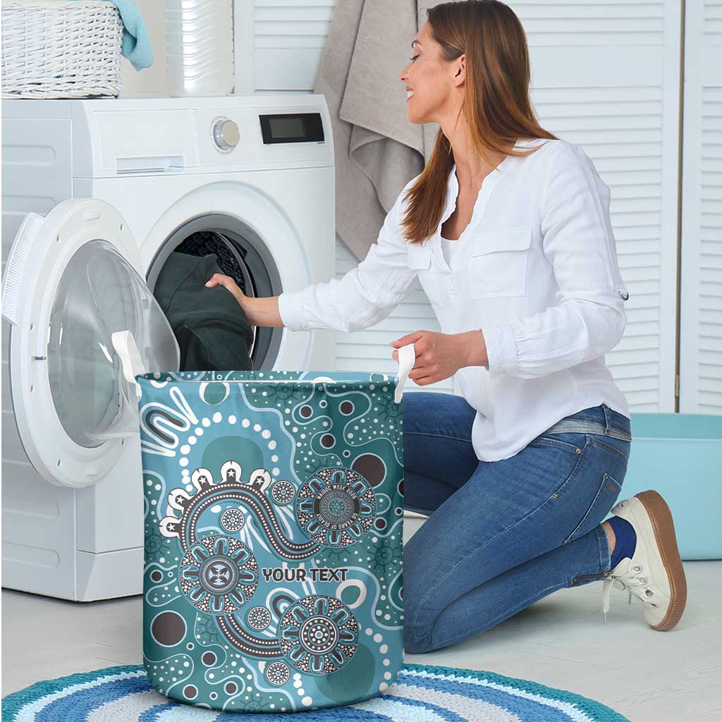 Personalised NAIDOC Week 50 Years Deadly Always Laundry Basket Teal Aboriginal Artwork Dot Painting