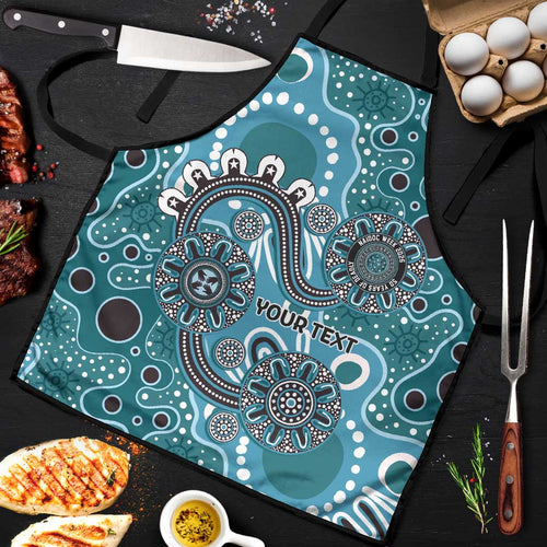 Personalised NAIDOC Week 50 Years Deadly Always Apron Teal Aboriginal Artwork Dot Painting