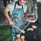 Personalised NAIDOC Week 50 Years Deadly Always Apron Teal Aboriginal Artwork Dot Painting
