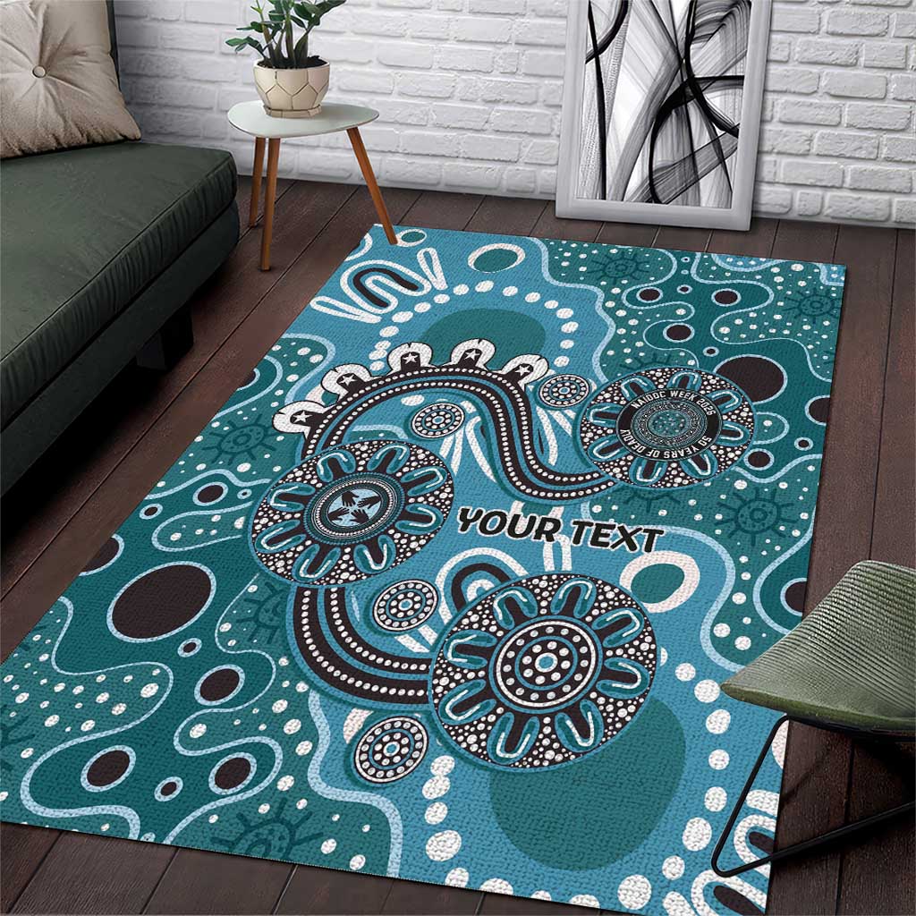 Personalised NAIDOC Week 50 Years Deadly Always Area Rug Teal Aboriginal Artwork Dot Painting