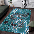 Personalised NAIDOC Week 50 Years Deadly Always Area Rug Teal Aboriginal Artwork Dot Painting