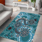 Personalised NAIDOC Week 50 Years Deadly Always Area Rug Teal Aboriginal Artwork Dot Painting