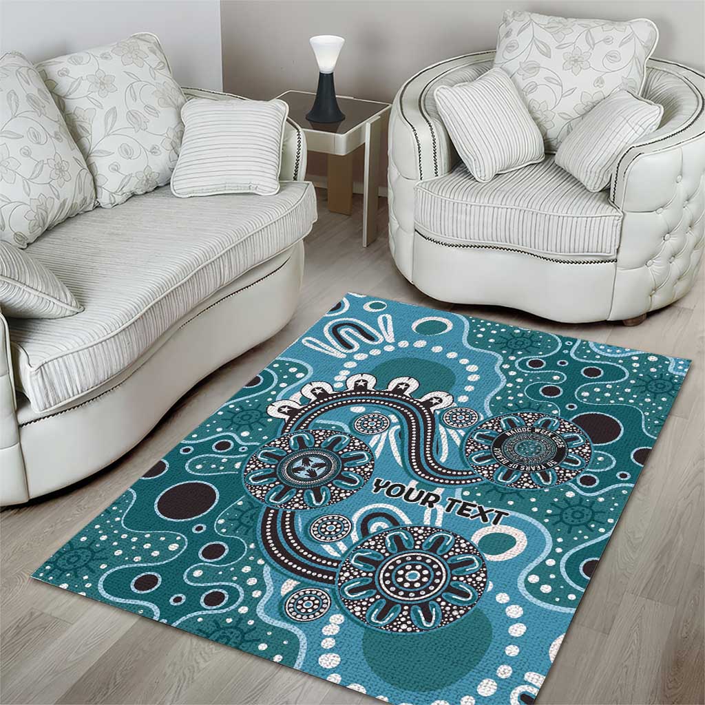 Personalised NAIDOC Week 50 Years Deadly Always Area Rug Teal Aboriginal Artwork Dot Painting