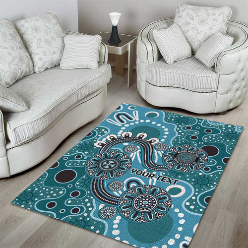 Personalised NAIDOC Week 50 Years Deadly Always Area Rug Teal Aboriginal Artwork Dot Painting
