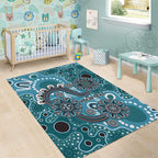 Personalised NAIDOC Week 50 Years Deadly Always Area Rug Teal Aboriginal Artwork Dot Painting