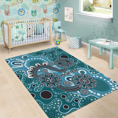 Personalised NAIDOC Week 50 Years Deadly Always Area Rug Teal Aboriginal Artwork Dot Painting