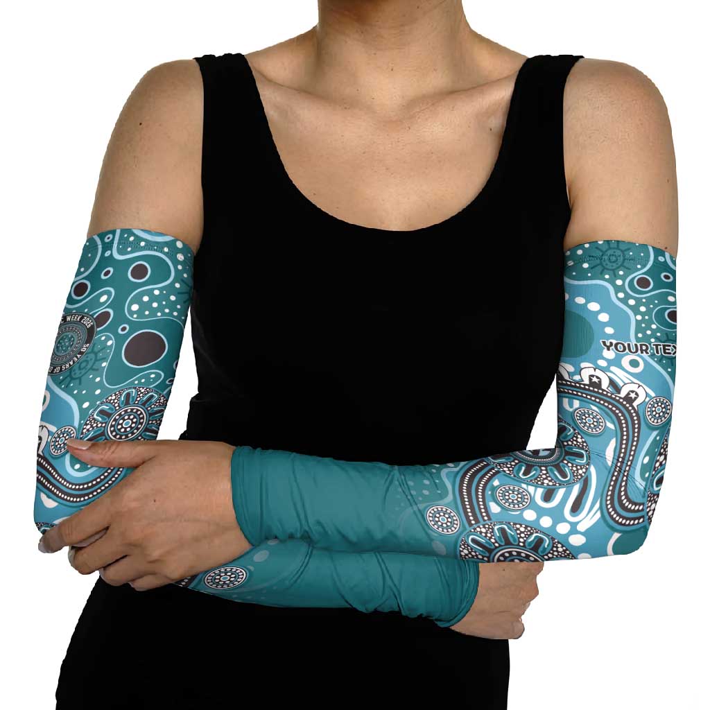 Personalised NAIDOC Week 50 Years Deadly Always Arm Sleeves Teal Aboriginal Artwork Dot Painting