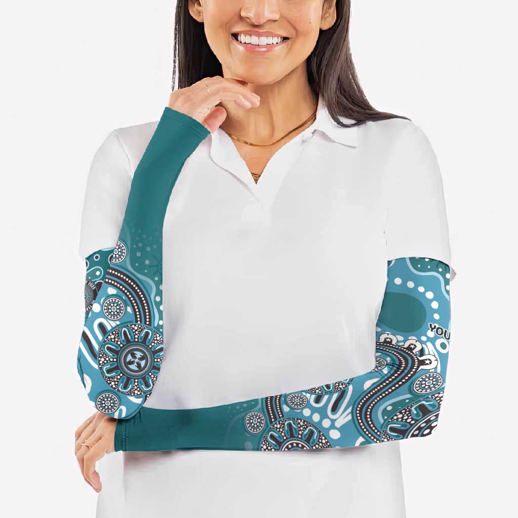 Personalised NAIDOC Week 50 Years Deadly Always Arm Sleeves Teal Aboriginal Artwork Dot Painting