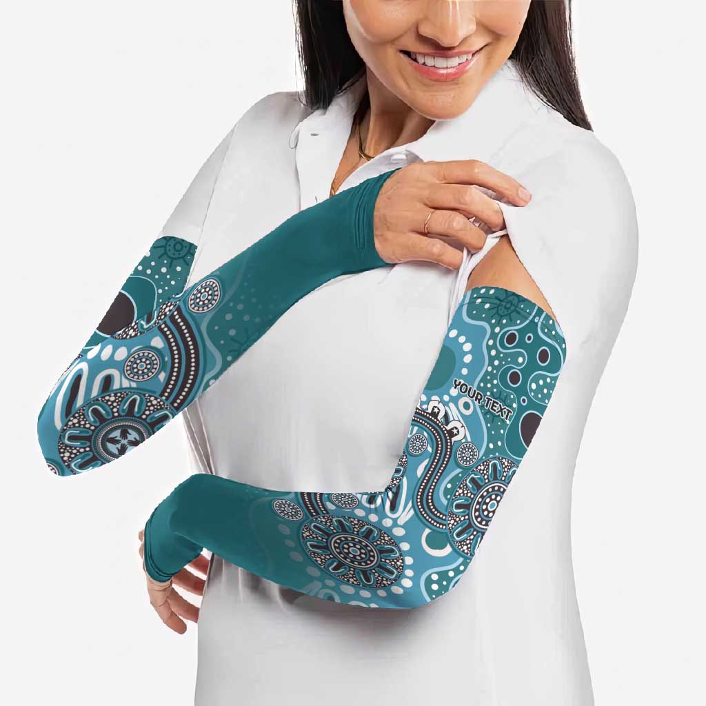 Personalised NAIDOC Week 50 Years Deadly Always Arm Sleeves Teal Aboriginal Artwork Dot Painting
