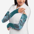 Personalised NAIDOC Week 50 Years Deadly Always Arm Sleeves Teal Aboriginal Artwork Dot Painting