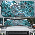 Personalised NAIDOC Week 50 Years Deadly Always Auto Sun Shade Teal Aboriginal Artwork Dot Painting