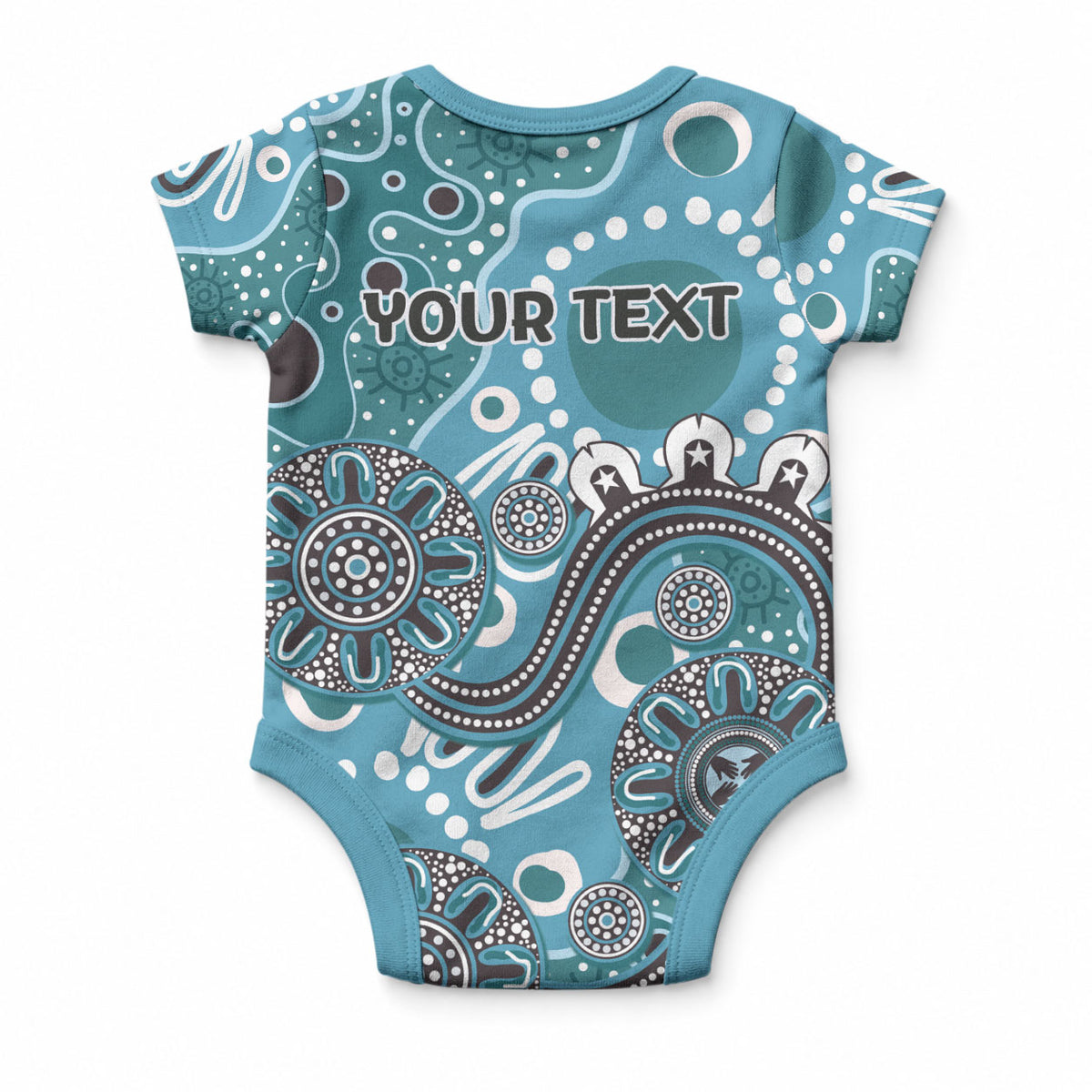 Personalised NAIDOC Week 50 Years Deadly Always Baby Onesie Teal Aboriginal Artwork Dot Painting