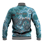 Personalised NAIDOC Week 50 Years Deadly Always Baseball Jacket Teal Aboriginal Artwork Dot Painting